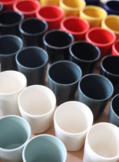 Lot De 7 Ramequins / Tasses En Céramique Colorés Geneviève Lethu - Occasion